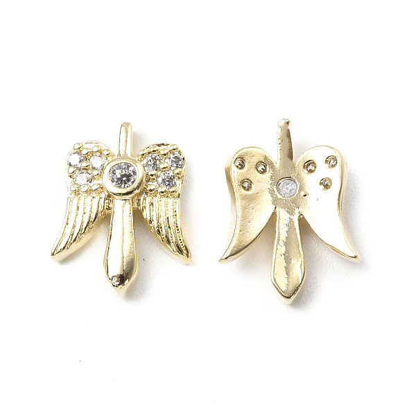 

PandaHall Brass Micro Pave Clear Cubic Zirconia Cabochons, Wing, Real 18K Gold Plated, 11x8.5x2.5mm Brass+Cubic Zirconia Wing Clear