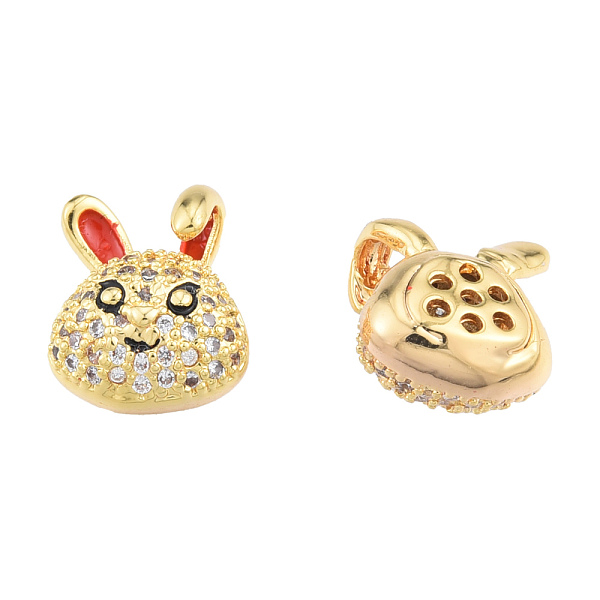 

PandaHall Brass Micro Pave Clear Cubic Zirconia Beads, with Enamel, Nickel Free, Rabbit, Real 18K Gold Plated, 12x9.5x6mm, Hole: 1.2mm...