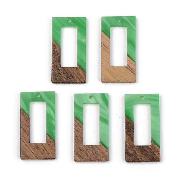 

PandaHall Opaque Resin & Walnut Wood Pendants, Rectangle, Green, 38x19.5x3mm, Hole: 2mm Resin+Wood Rectangle Green
