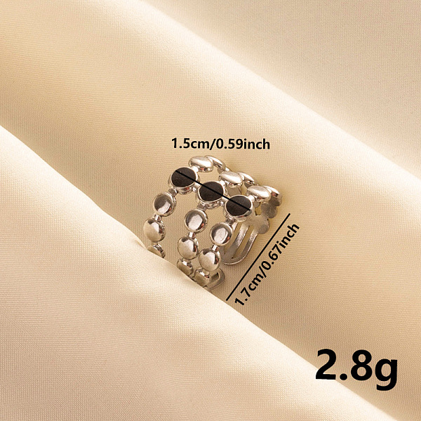 

PandaHall Stylish 304 Stainless Steel Enamel Cuff Ring, Hollow Three Layers Wide Band Open Ring for Women, Stainless Steel Color 304...