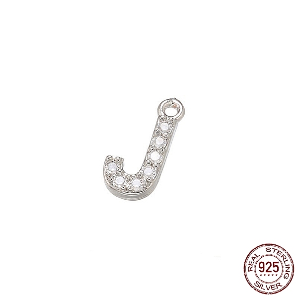 

PandaHall Real Platinum Plated Rhodium Plated 925 Sterling Silver Micro Pave Clear Cubic Zirconia Charms, Initial Letter, Letter J...