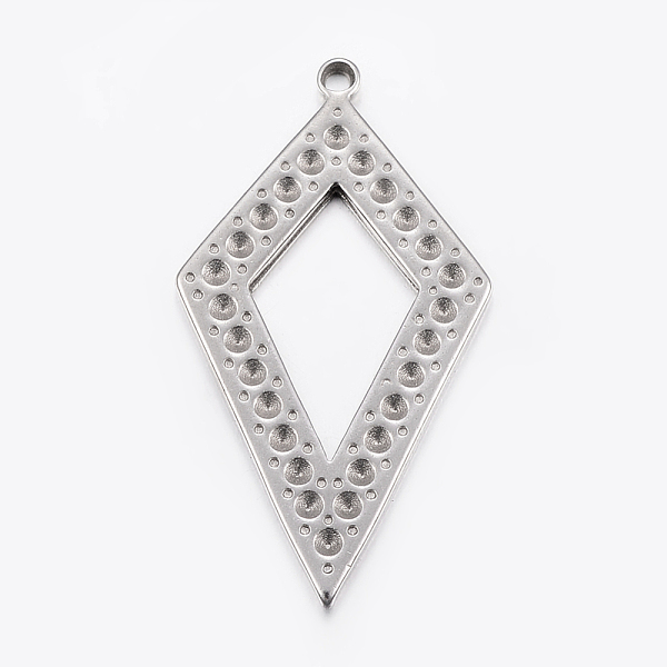 

PandaHall 304 Stainless Steel Pendant Rhinestone Settings, Rhombus, Stainless Steel Color, Fit For 2mm Rhinestone, 47x25x2mm, Hole: 2mm 304...