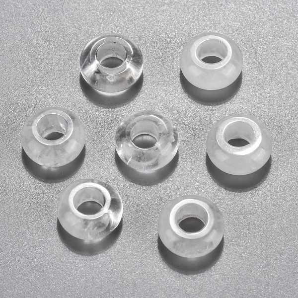 

PandaHall Natural Quartz Crystal European Beads, Large Hole Beads, Rondelle, 12x6mm, Hole: 5mm Quartz Crystal Rondelle