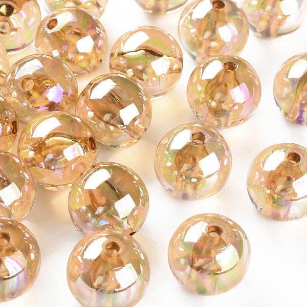 

PandaHall Transparent Acrylic Beads, AB Color Plated, Round, Sandy Brown, 20x19mm, Hole: 3mm, about 111pcs/500g Acrylic Round