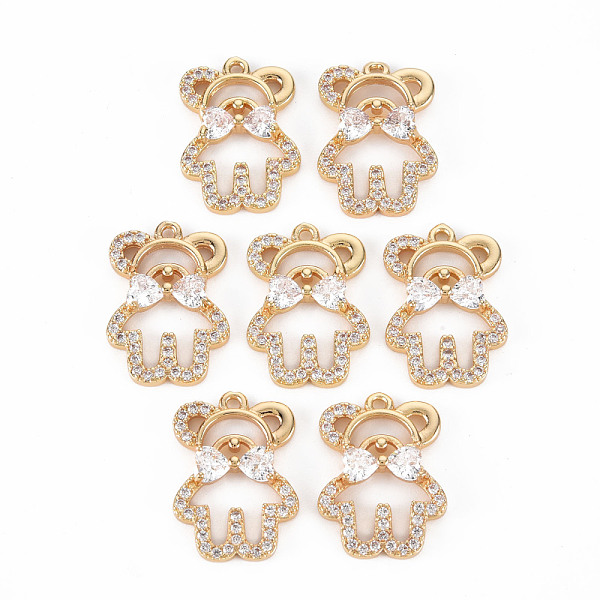 

PandaHall Rack Plating Brass Micro Pave Clear Cubic Zirconia Pendants, Long-Lasting Plated, Cadmium Free & Lead Free, Bear, Light Gold...