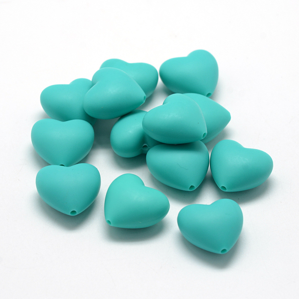 

PandaHall Food Grade Eco-Friendly Silicone Focal Beads, Chewing Beads For Teethers, DIY Nursing Necklaces Making, Heart, Dark Turquoise..., Cyan