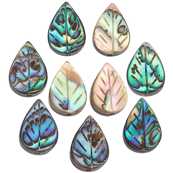 

PandaHall Beebeecraft 10Pcs/Box Abalone Shell Beads Leaf Shape Paua Shell Beads Colorful Drop Charms for Earring Necklace DIY Jewelry Making...