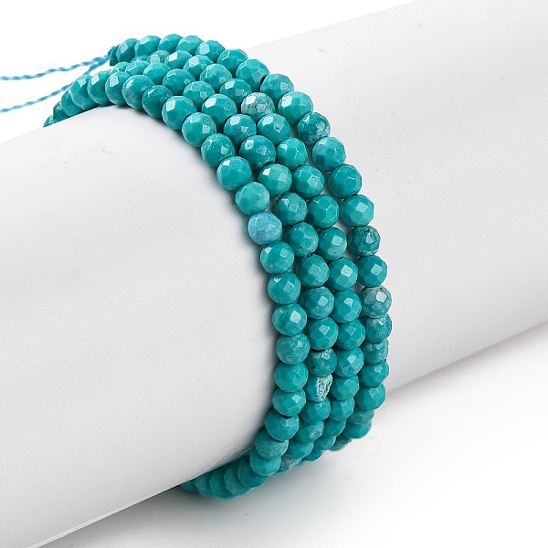 

PandaHall Natural Howlite Beads Strannds, Dyed, Faceted, Round, Dark Turquoise, 2mm, Hole: 0.3mm, about 178~186pcs/strand, 15.08~15.75''...