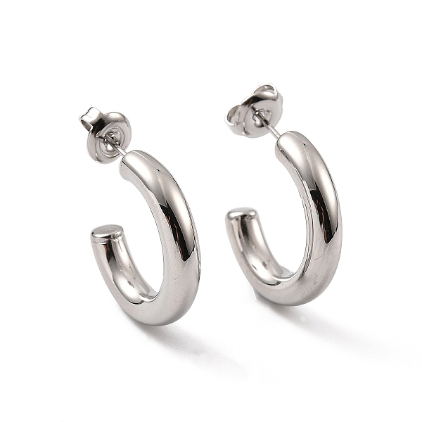 

PandaHall 304 Stainless Steel Stud Earrings for Women, C-Shaped, Stainless Steel Color, 19.5~20x4mm, Pin: 0.7mm 304 Stainless Steel Letter C