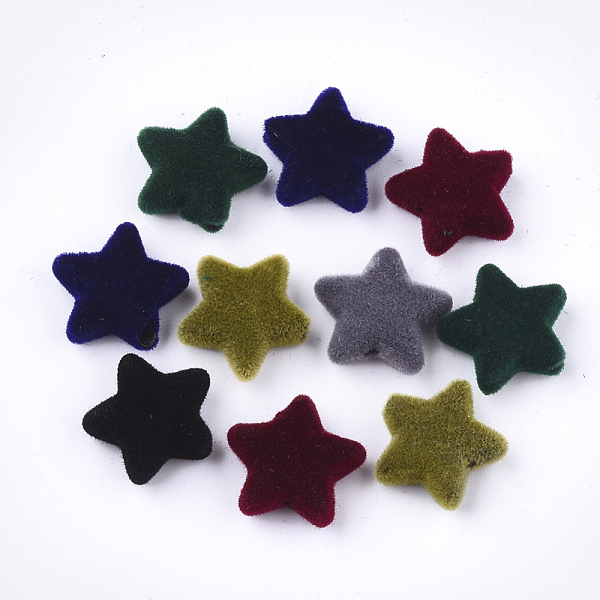 

PandaHall Flocky Acrylic Beads, Star, Mixed Color, 13x14x4.5~5mm, Hole: 1.5mm Acrylic Star Multicolor