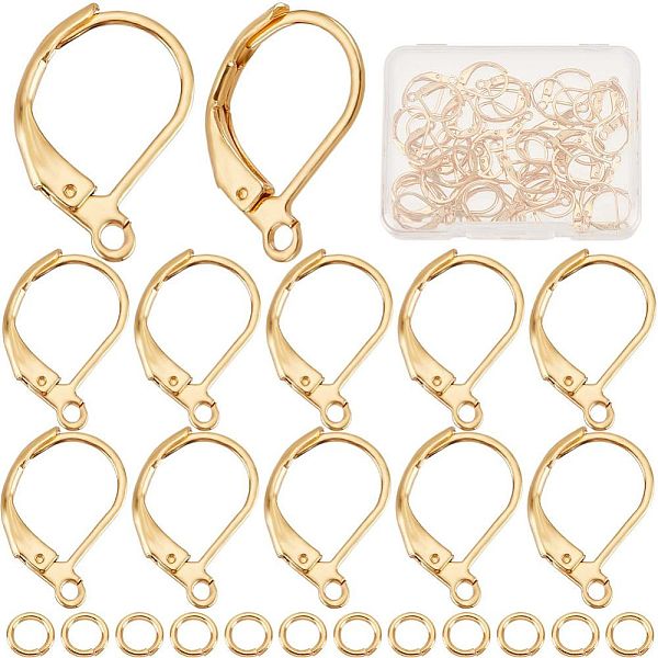 

PandaHall CREATCABIN 50Pcs 304 Stainless Steel Leverback Earring Findings, with Horizontal Loops & 50Pcs Rack Plating Brass Jump Rings, Real...