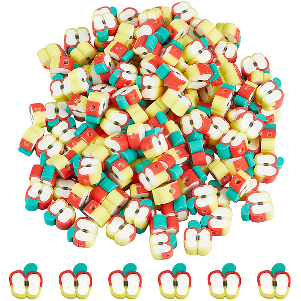 

PandaHall SUNNYCLUE 200Pcs Handmade Polymer Clay Beads, Apple Slice, Gold, 9.5~11x9~10x4.5~4.7mm, Hole: 1.6mm Polymer Clay Apple Gold