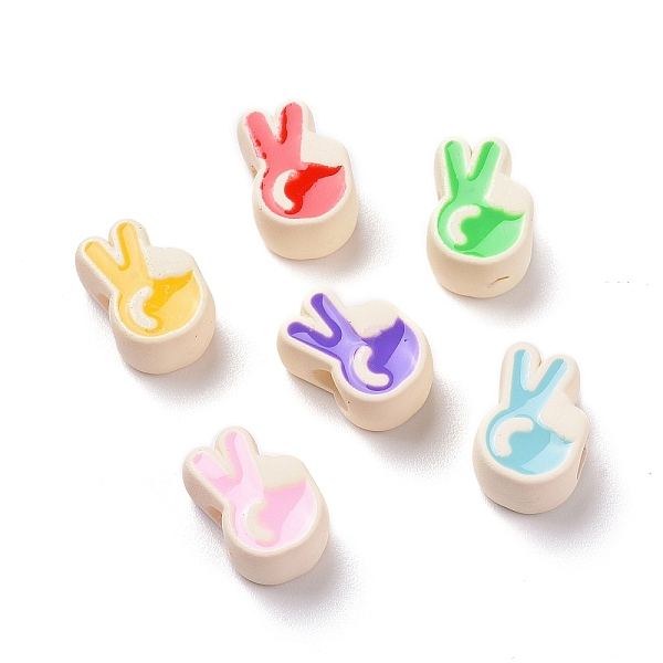 

PandaHall Rubberized Style Acrylic European Beads, with Enamel, Large Hole Beads, Yeah Gesture, Mixed Color, 13x9x7.5mm, Hole: 4mm Acrylic..., Multicolor