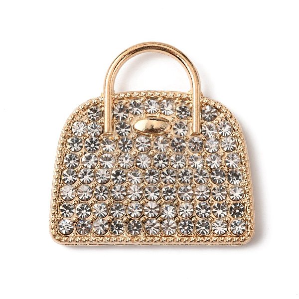 

PandaHall Zinc Alloy Pendants, with Crystal Rhinestone, Handbag, Light Gold, 40x40x4mm, Hole: 14x7.5mm Alloy+Rhinestone Bag Clear