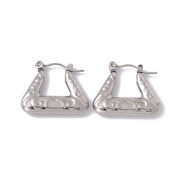 

PandaHall 304 Stainless Steel Trapezoid Hoop Earrings for Women, Stainless Steel Color, 18x22x3.5mm, Pin: 0.6mm 304 Stainless Steel...