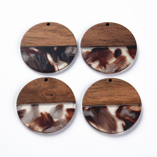 

PandaHall Transparent Resin & Walnut Wood Pendants, Two Tone, Flat Round, Sienna, 38.5x3mm, Hole: 2mm Resin+Wood Flat Round Brown
