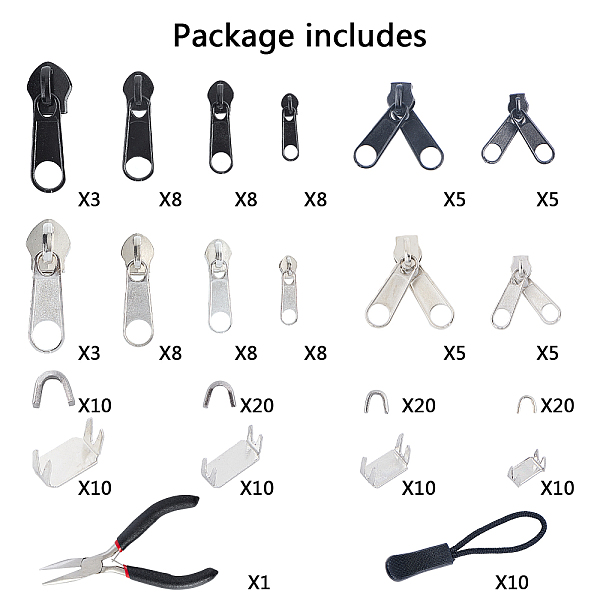 

PandaHall Gorgecraft Garment Accessories, Zipper Puller, with Carbon Steel Flat Nose Pliers, Mixed Color, 38.5x14x1.5mm Plastic