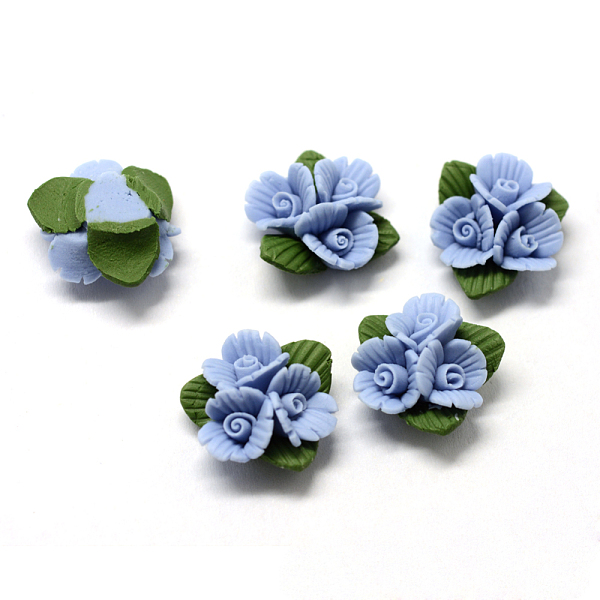 

PandaHall Handmade Porcelain Cabochons, China Clay Beads, Flower, Cornflower Blue, 19~20x18~19x9~10.5mm Porcelain Flower