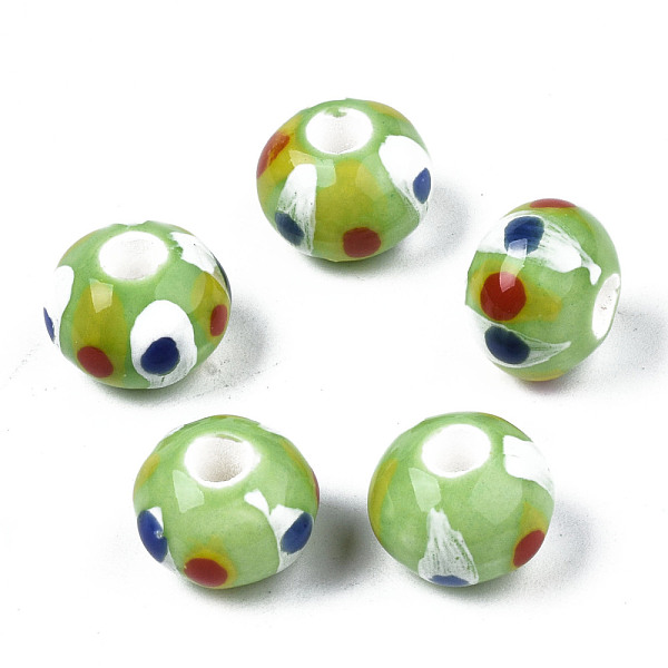 

PandaHall Handmade Porcelain European Beads, Large Hole Beads, No Metal Core, Rondelle, Light Green, 12.5x9.5mm, Hole: 4mm Porcelain...