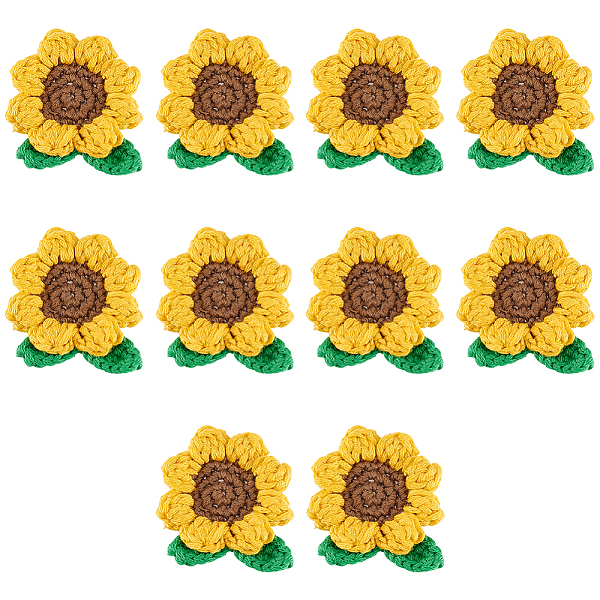 

PandaHall FINGERINSPIRE 10 PCS Sunflower Crochet Appliques 2x1.9x0.4inch Flower Shape Yarn Crochet Patches Handmade Cloth Patches Ornament..., Yellow