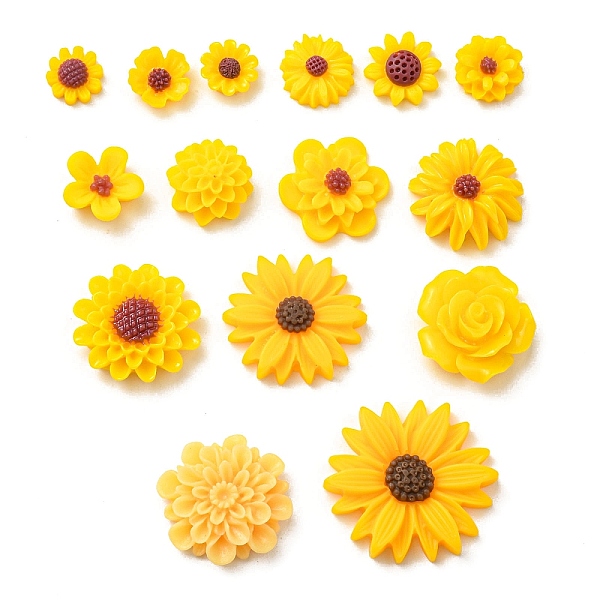 

PandaHall 55Pcs Opaque Resin Cabochons, for Diy Mobile Accessories, Daisy Flower, Yellow, 9~26.5x4~8.5mm Resin Flower Yellow