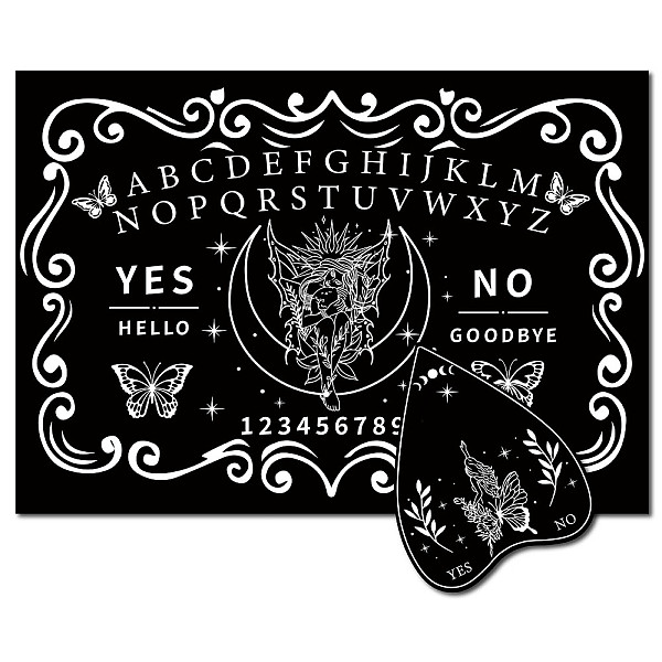

PandaHall Pendulum Dowsing Divination Board Set, Wooden Spirit Board Black Talking Board Game for Spirit Hunt Birthday Party Supplies with...