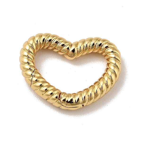 

PandaHall Brass Spring Gate Rings, Cadmium Free & Nickel Free & Lead Free, Twisted Heart, Real 18K Gold Plated, 9 Gauge, 13x17x3mm, Hole...