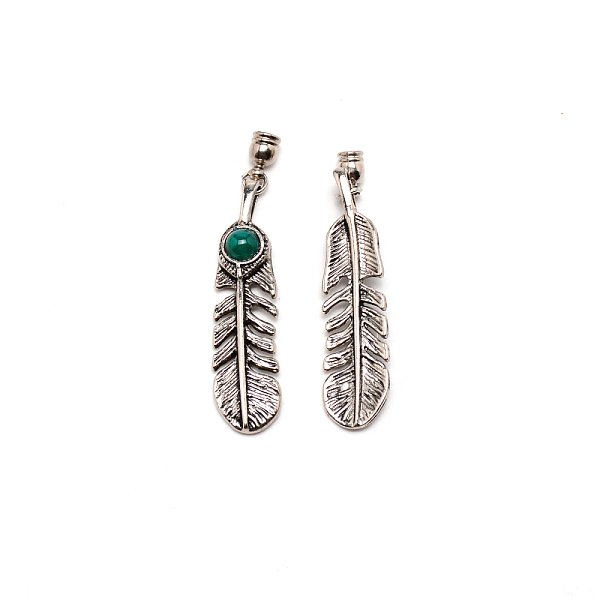 

PandaHall Electroplate Zinc Alloy Cord Ends, with Feather Pendants, with Natural Jade, Antique Bronze, Blue, 57mm, Pendant: 48x12x7mm, Hole...