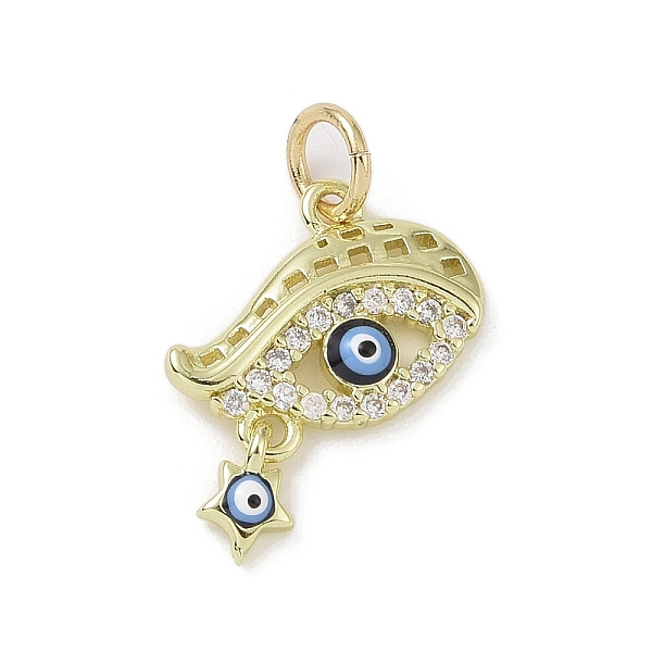 

PandaHall Real 18K Gold Plated Brass Micro Pave Cubic Zirconia Pendants, with Enamel and Jump Ring, Evil Eye Charms, Colorful, 16x13.5x2.5mm...