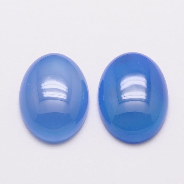 

PandaHall Natural Agate Cabochons, Grade A, Dyed, Oval, Cornflower Blue, 25x18x6mm Natural Agate Oval Blue