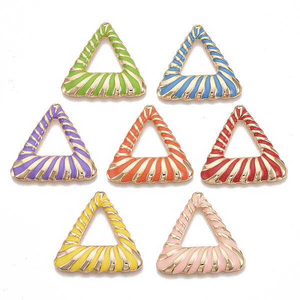 

PandaHall Eco-Friendly Iron Enamel Pendants, Cadmium Free & Lead Free, Triangle, Light Gold, Mixed Color, 30x30.5x3mm, Hole: 1.4mm..., Multicolor