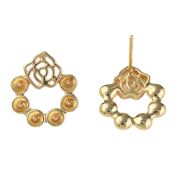 

PandaHall Brass Stud Earring Findings, with 925 Sterling Silver Pins, for Half Drilled Beads, Nickel Free, Flower, Real 18K Gold Plated...