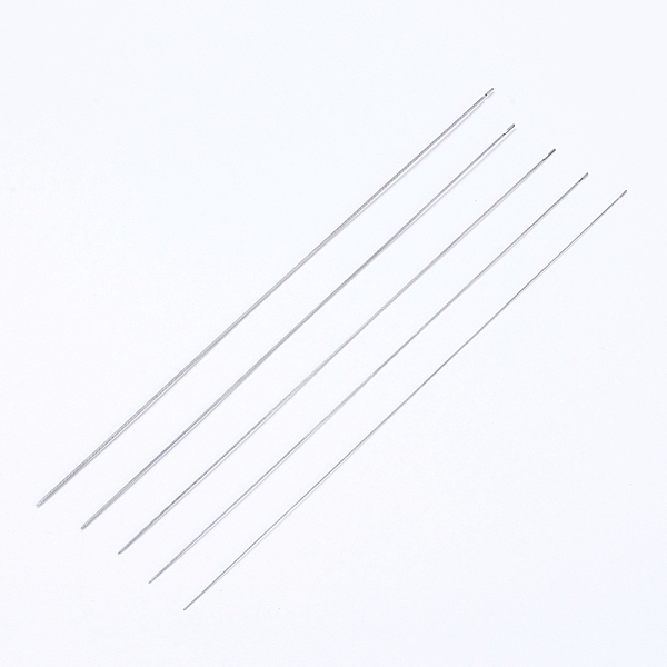 

PandaHall Iron Beading Needle, with Hook, For Quartz Gemstone Beads, Bead Threader, Platinum, 18x0.05cm Iron