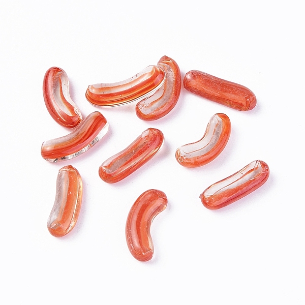PandaHall Glass Mosaic Pebble, Mosaic Tiles for Home Decoration Handmade DIY Arts, Bean, Tomato, 24~44.5x10.5~13.5x6.5~8mm Glass Oval Red