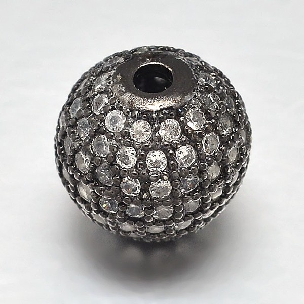 

PandaHall Round Brass Micro Pave Cubic Zirconia Beads, Clear, Gunmetal, 4mm, Hole: 1mm Brass+Cubic Zirconia Round Clear