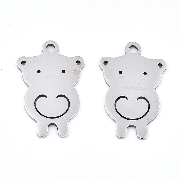 

PandaHall 201 Stainless Steel Pendants, Laser Cut, Bear, Stainless Steel Color, 21.5x14x0.9mm, Hole: 1.8mm 201 Stainless Steel Bear