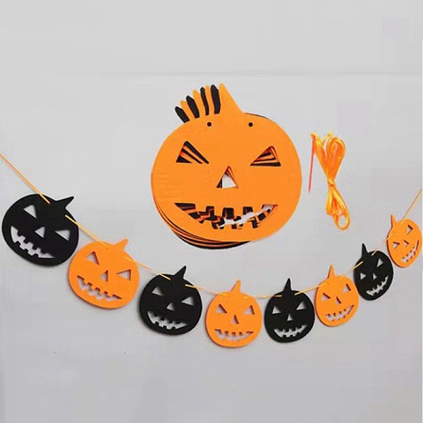 

PandaHall 8Pcs 2 Color Pumpkin Felt Ornaments, with Nylon Rope and Plastic Pins, Halloween Hanging Decorations, for Party Gift Home..., Multicolor