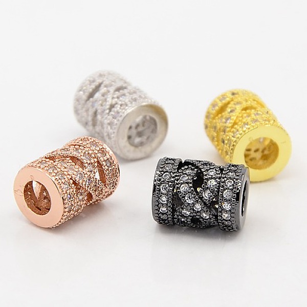 

PandaHall CZ Jewelry Findings Brass Micro Pave Cubic Zirconia European Beads, Hollow Large Hole Column Beads, Grade AAA, Lead Free & Cadmium..., Clear