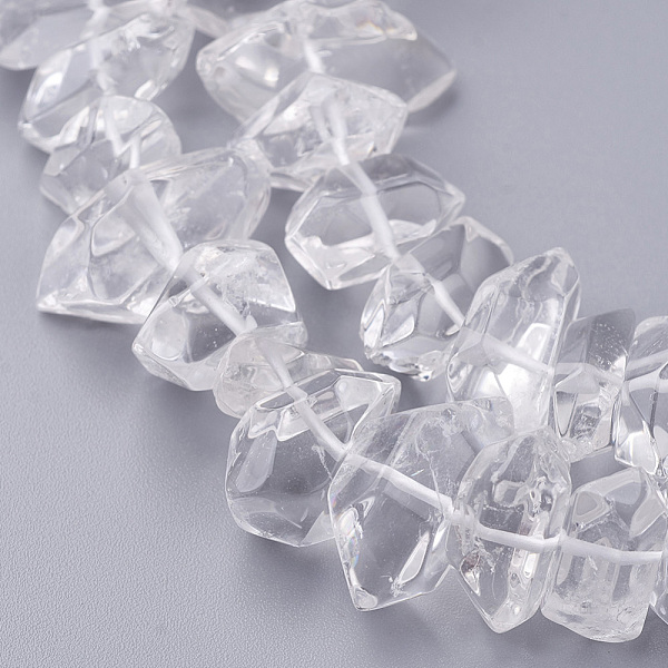 

PandaHall Natural Quartz Crystal Beads Strands, Rock Crystal Beads, Nuggets, 14.5~21.5x7~9x7~11mm, Hole: 1mm, about 60pcs/strand, 15.3 inch..., Clear