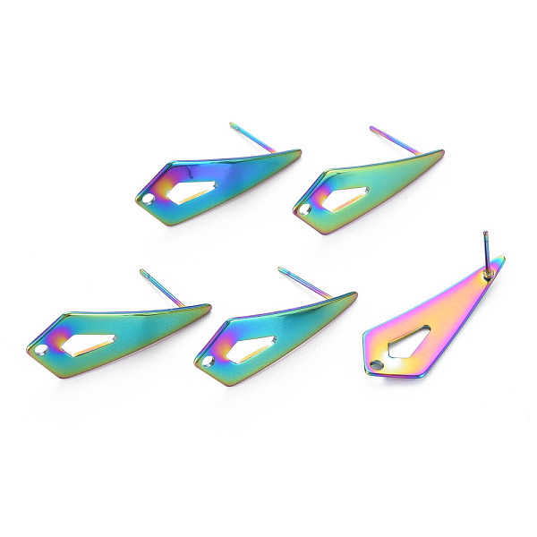 

PandaHall Rainbow Color 304 Stainless Steel Stud Earring Findings, with Hole, Teardrop, 28x11mm, Hole: 1.6mm, Pin: 0.7mm 304 Stainless Steel...