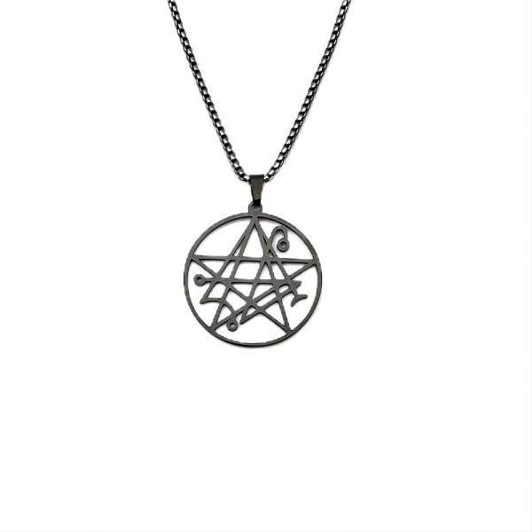 

PandaHall Stylish Stainless Steel Box Chain Necklaces, Necronomicon Pendant Necklaces for Men Women Stainless Steel