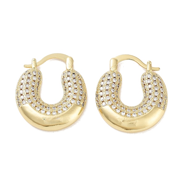 

PandaHall Brass Micro Pave Cubic Zirconia Chunky Hoop Earrings for Women, Long-Lasting Plated, Cadmium Free & Lead Free, Real 18K Gold...