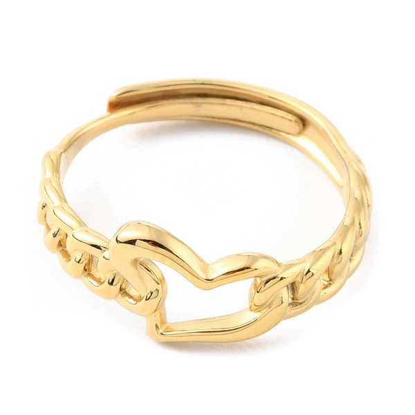 

PandaHall 304 Stainless Steel Hollow Heart Adjustable Rings, Real 14K Gold Plated, Inner Diameter: 19mm 304 Stainless Steel