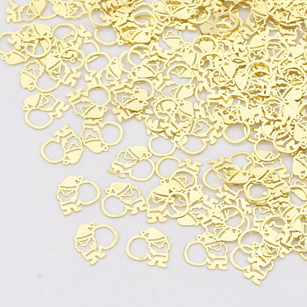 

PandaHall Brass Cabochons, Nail Art Decoration Accessories, Father Christmas/Santa Claus, Golden, 4.5x4.5x0.1mm, about 10000pcs/bag Brass...