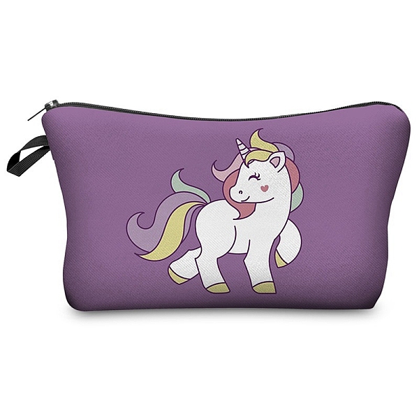

PandaHall Unicorn Pattern Polyester Waterpoof Makeup Storage Bag, Multi-functional Travel Toilet Bag, Clutch Bag with Zipper for Women..., Purple