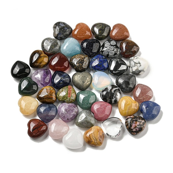 

PandaHall Natural & Synthetic Mixed Gemstone Beads, Half Drilled, Heart, 15.5x15.5x8mm, Hole: 1mm Mixed Stone Heart