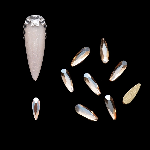 

PandaHall Flat Back Glass Rhinestone Cabochons, Nail Art Decoration Accessories, Faceted, Teardrop, Light Colorado Topaz, 6x2x1mm, 20pcs/bag..., Yellow
