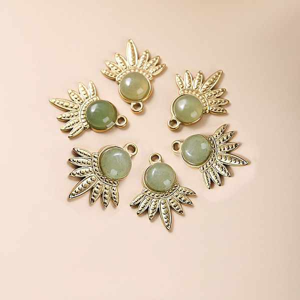 

PandaHall Bohemia Style Natural Green Aventurine Pendants, Maple Leaf Charms, with Golden Tone Stainless steel Findings, 23x18x5mm Green...