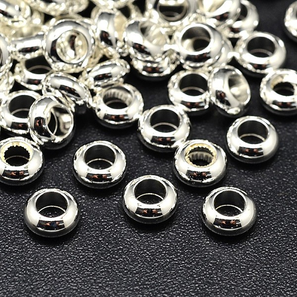 

PandaHall Brass Flat Round Spacer Beads, Silver Color Plated, 7x3mm, Hole: 3.5mm Brass Flat Round