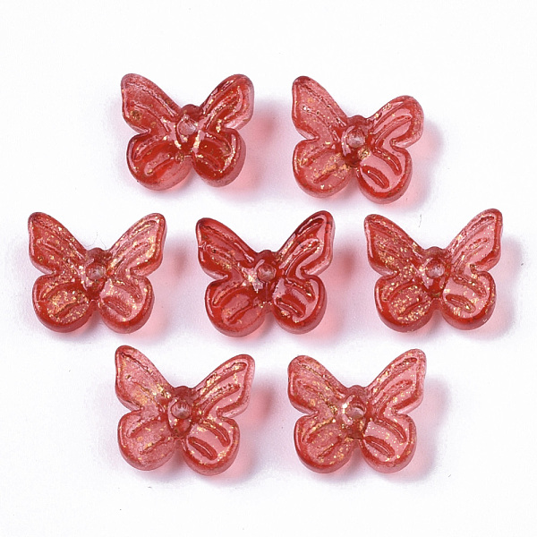 

PandaHall Transparent Spray Painted Glass Charms, with Golden Foil, Butterfly, Red, 10x11x3mm, Hole: 1.2mm Glass Butterfly Red